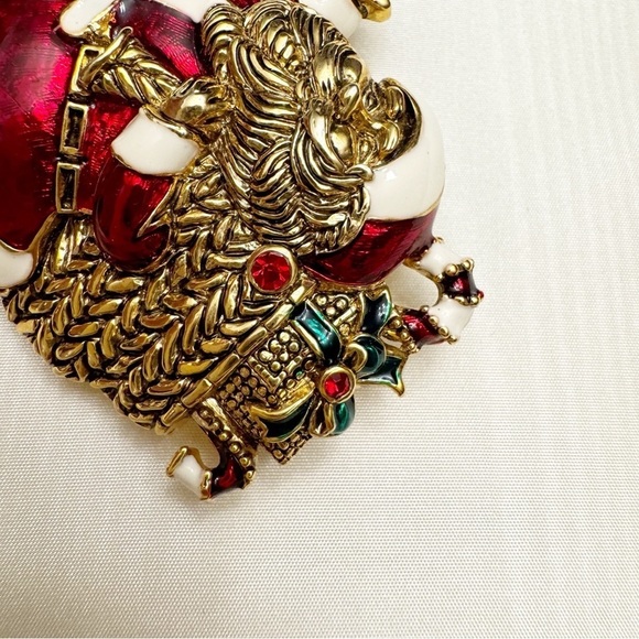 Christmas Santa High-End Enamel Vintage Figural Pin Brooch - Picture 6 of 12